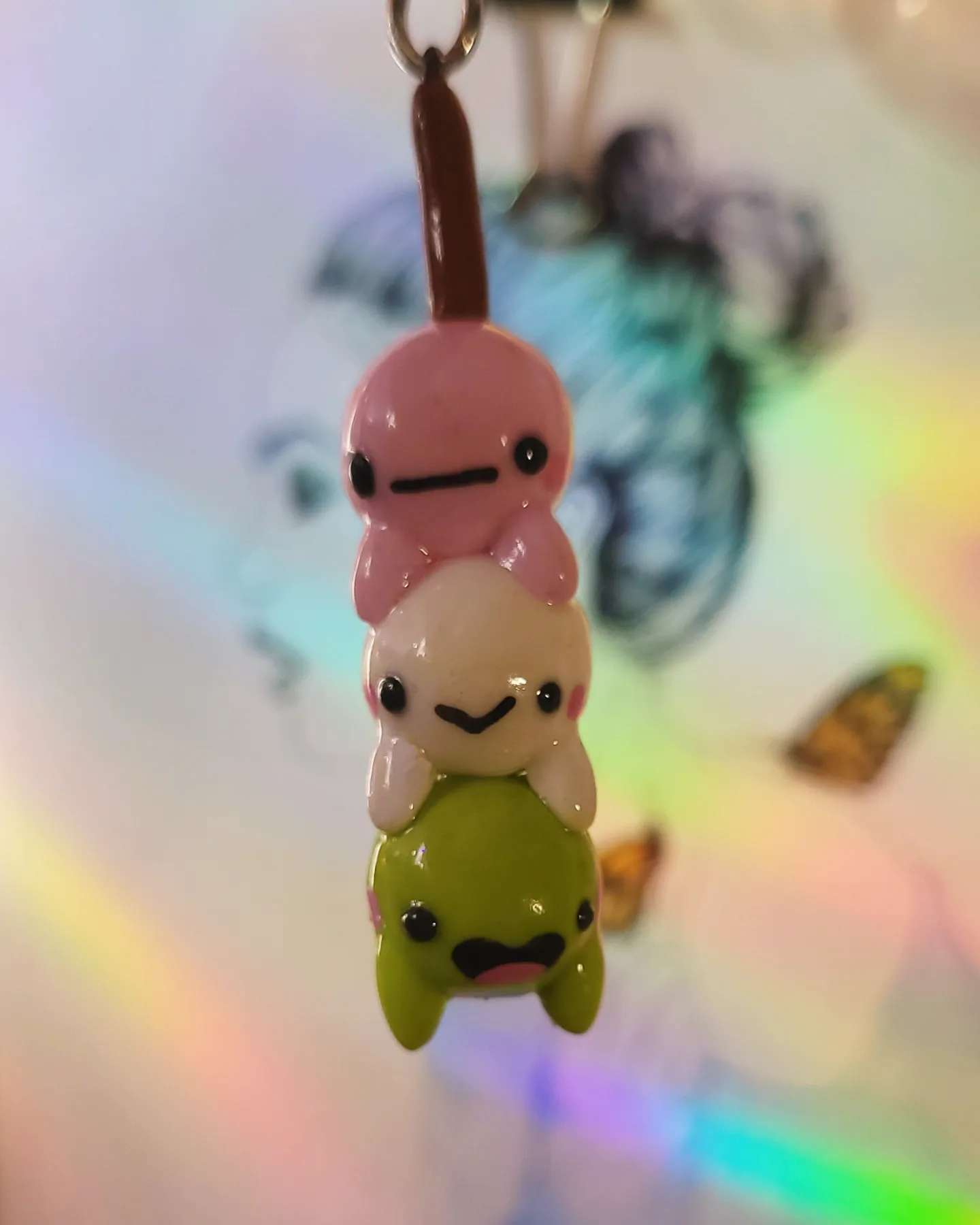 Tri Coloured Dango Clay Keychain