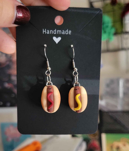 Clay Hotdog Earrings
