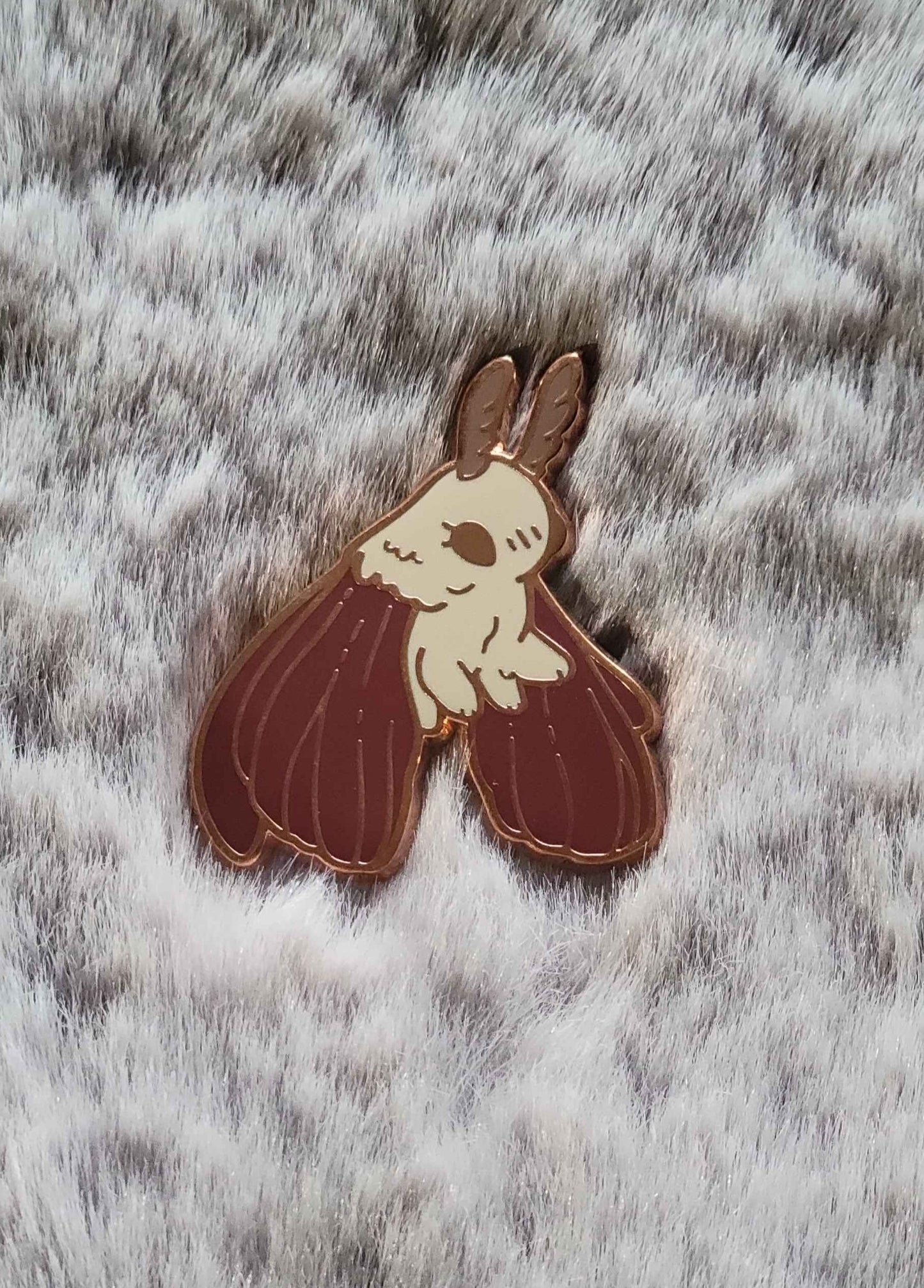 Fluffy Moth Enamel Pin