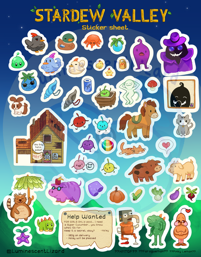 Stardew Valley Sticker Sheet