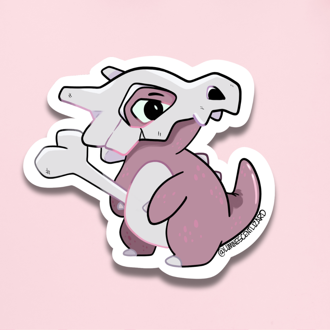 Cubone Side Label Sticker Cubone Vinyl Sticker – Luminescentlizard