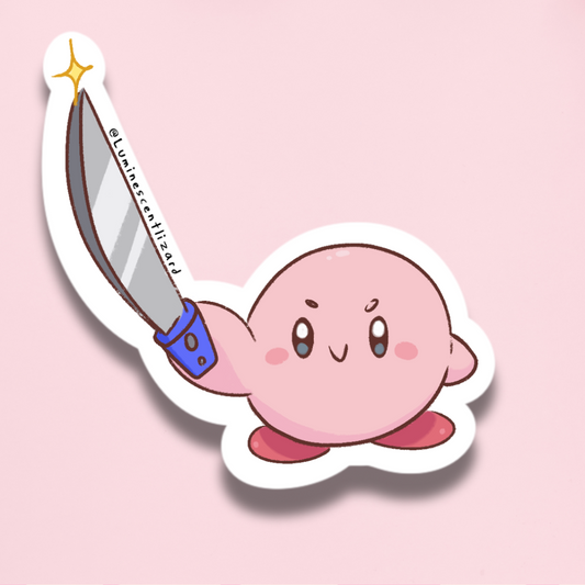 Kirby With A Knife Vinyl Sticker
